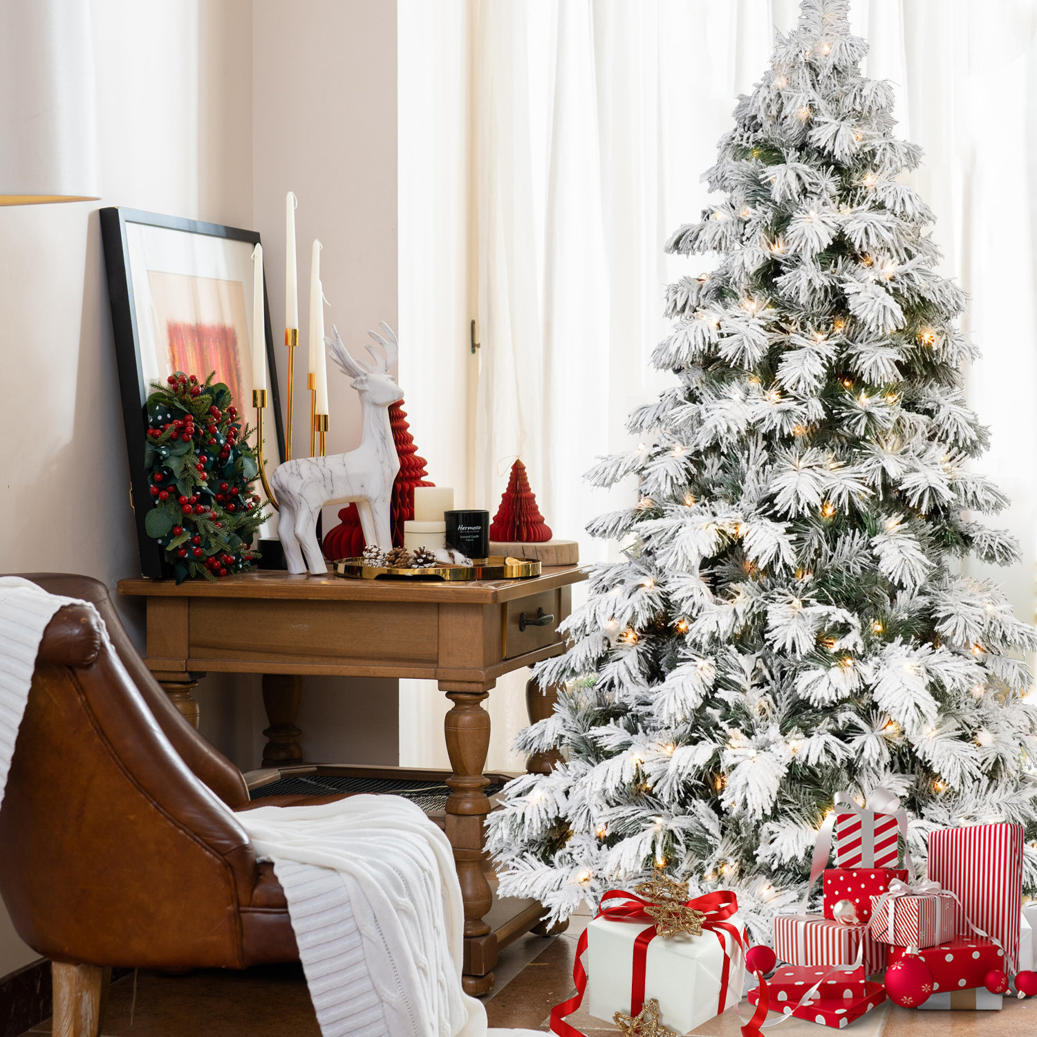 7Ft+Flocked+Christmas+Tree+